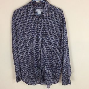 Vintage Bogari Studio Silk Button Down Shirt 80s Disco Size Large